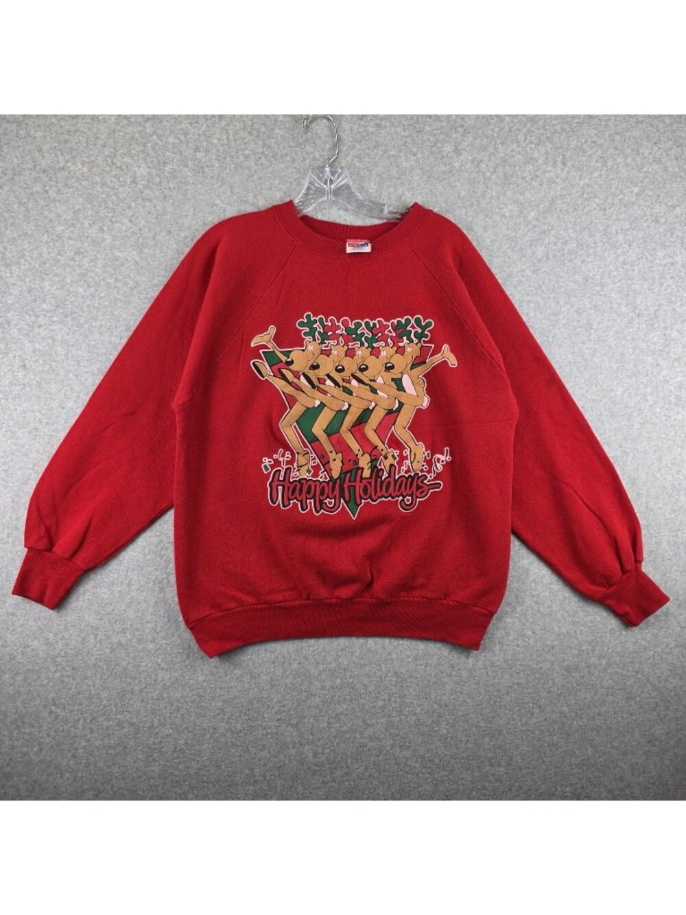 Vintage 20/20 Sport Sweatshirt Mens XL Red Christmas Reindeer Graphic USA Made